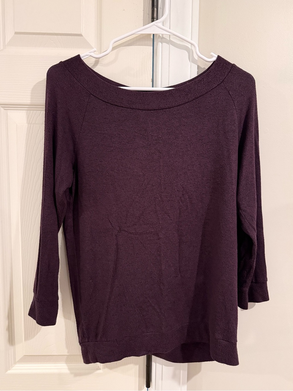 41 Hawthorn Plum Boatneck 3/4 Sleeve Top